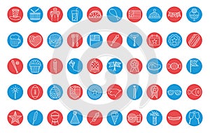 Independence day block style icon set vector design