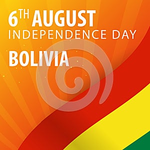 Independence day of Bolivia. Flag and Patriotic Banner. Vector illustration.