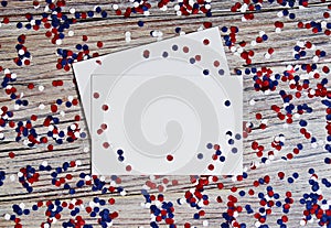 Independence day of different countries, celebrations and holidays concept-close-up of red and blue paper star decoration and
