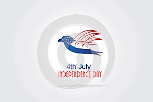 Independence Day Eagle Flying USA American Flag vector logo image