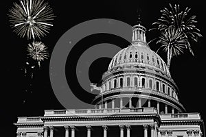 Independence Day fireworks celebrations over U.S. Capitol in Washington DC
