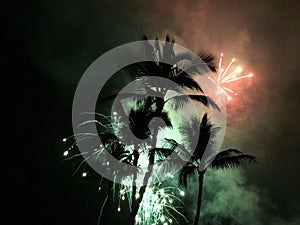 Independence Day Fireworks in Kekaha on Kauai Island in Hawaii. photo