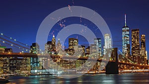 Independence day fireworks over Manhattan, New York city