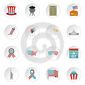 Independence day flag icons set in flat style