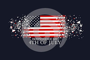 Independence Day. Flag of the United States of America on a dark background