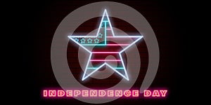 independence day flag USA neon star