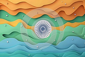 Independence Day India Flag, Flat 3D Design