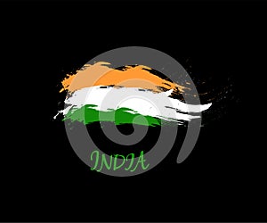 Independence day of India hand drawn sign on black background. Indian national three color flag symbol vector
