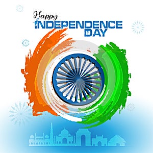 Independence Day of India tricolour on light Background