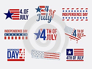 Independence day labels and stamps