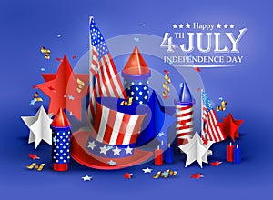 Independence day - luxury vector background. 4th of july bright poster. 3d realistic vector illustration