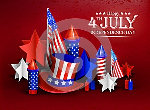 Independence day - luxury vector background. 4th of july bright poster. 3d realistic vector illustration