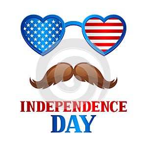 Independence Day patriotic illustration. American flag glasses with stars and stripes