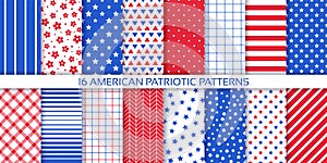 Independence day pattern. 4th July patriotic seamless backgrounds. Vector illustration