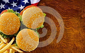 Independence day picnic hamburgers