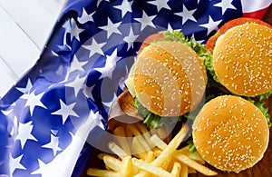 Independence day picnic hamburgers