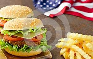 Independence day picnic hamburgers