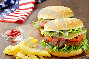 Independence day picnic hamburgers