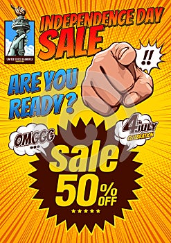 Independence day sale comic cover template 1
