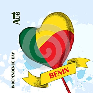 Independence Day of the state of Benin. August 1. A patriotic national holiday in the African country. A balloon with a