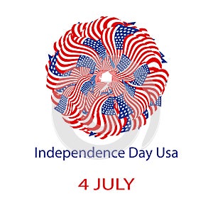 Independence Day United States of America. Mandala from the USA flag. Vector illustration on isolated background.