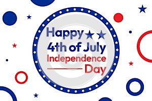 Independence Day of the United States of America, patriotic wallpaper with shapes and typography greetings. 4th of July background