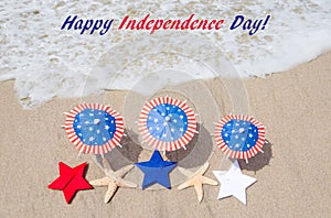 Independence Day USA background with starfishes