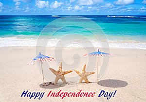 Independence Day USA background with starfishes