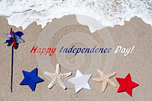 Independence Day USA background with starfishes and stars