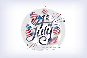 Independence day USA banner template american balloons flag and flags Garlands decor.4th of July celebration poster template.fourt