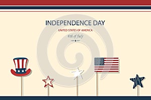 Independence day USA. Fourth of July. American patriotic illustration. Design Template background with American Flag for