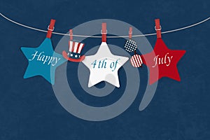 Independence day USA. Fourth of July. American patriotic illustration. Design Template background with American Flag for