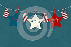 Independence day USA. Fourth of July. American patriotic illustration. Design Template background with American Flag for