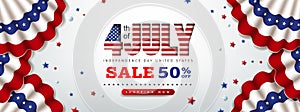 Independence day USA sale banner with Flag of the United States