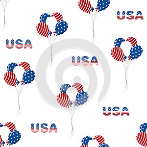 Independence Day of USA. Seamless pattern with balloons. Holiday background for 4th of July celebration. National