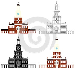 Independence hall of Philadelphia colored