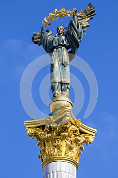 Independence Monument in Independence Square. Kiev, Ukraine