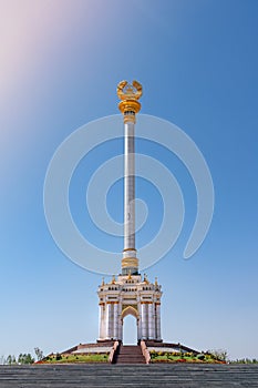 The Independence Monument inside Rudaki Park in the Tajikistan capital Dushanbe