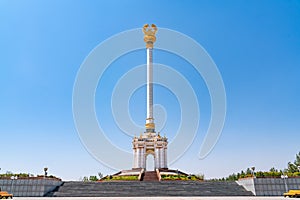 The Independence Monument inside Rudaki Park in the Tajikistan capital Dushanbe