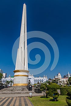 Independence monument at Maha Bandula park in Yangon, Myanm