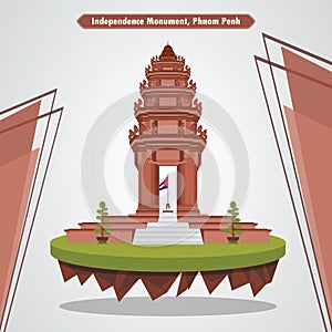 Independence Monument, Phnom Penh, Cambodia Illustration