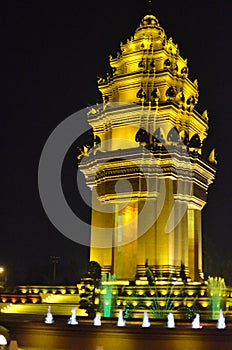 Independence Monument Phnom Penh Cambodia at night Asia