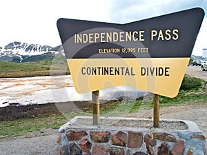 Independence Pass Colorado Continental Divide Sign photo