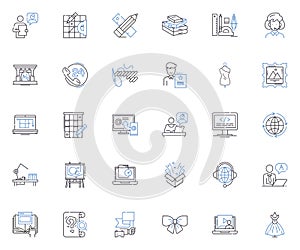 Independent contracting line icons collection. Entrepreneurship, Freelancing, Self-employment, Consulting, Autonomy