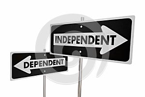 Independent Vs Dependent One Way Street Road Sign Flipping photo