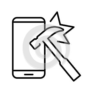 Indestructible icon, vector line illustration