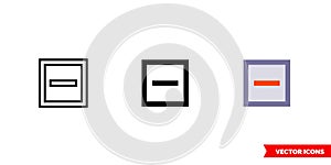 Indeterminate checkbox icon of 3 types color, black and white, outline. Isolated vector sign symbol