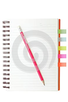 Index book and pencil