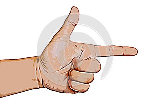 Index finger pointing with thump up illustration