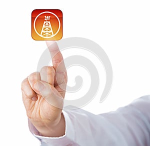 Index Finger Touching Virtual Drilling Push Button